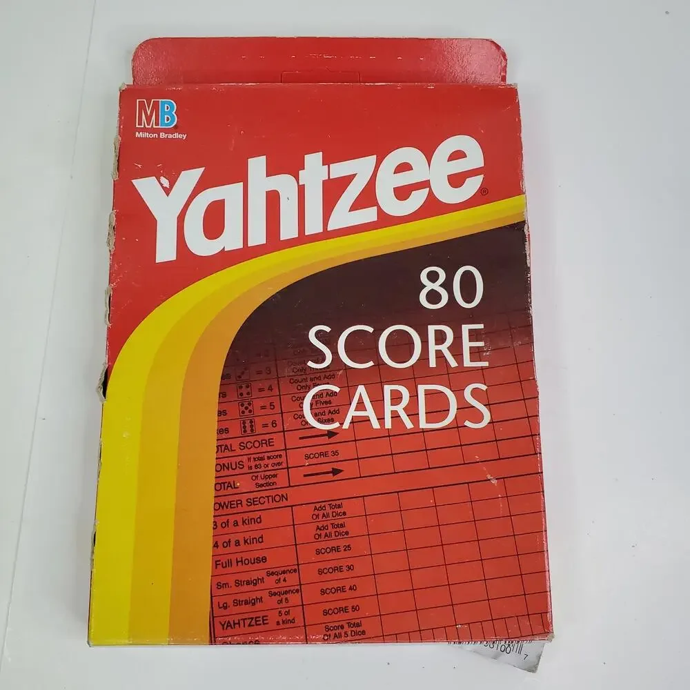 1982 Vintage YAHTZEE SCORE PADS 80 SCORE CARDS New In Sealed Box MADE IN USA